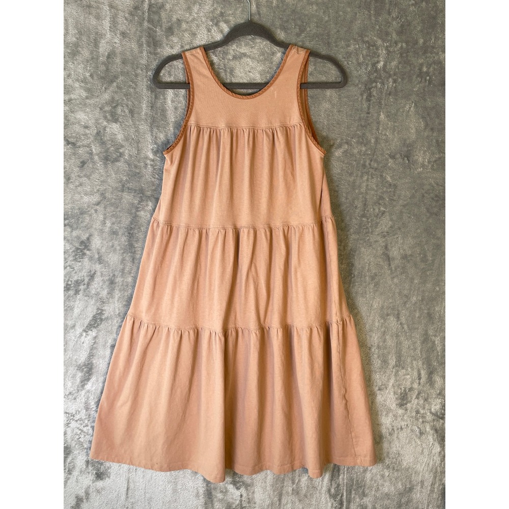 Everlane Tiered Trapeze Dress‎ Women Size M Dusty Pink Very Good Cotton Midi